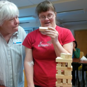 South Team client Shirley and CRW Bonny read a Table Topic.