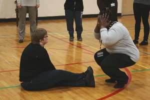 Employees and clients take part in a workshop run by Inside Out Theatre.