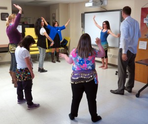 DDRC clients and staff belly dancing. 