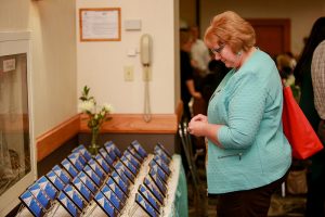 A representative of Gibson Energy looks at the nomination plaques.