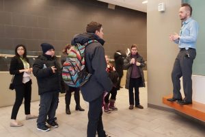 On a tour of Bow Valley College.